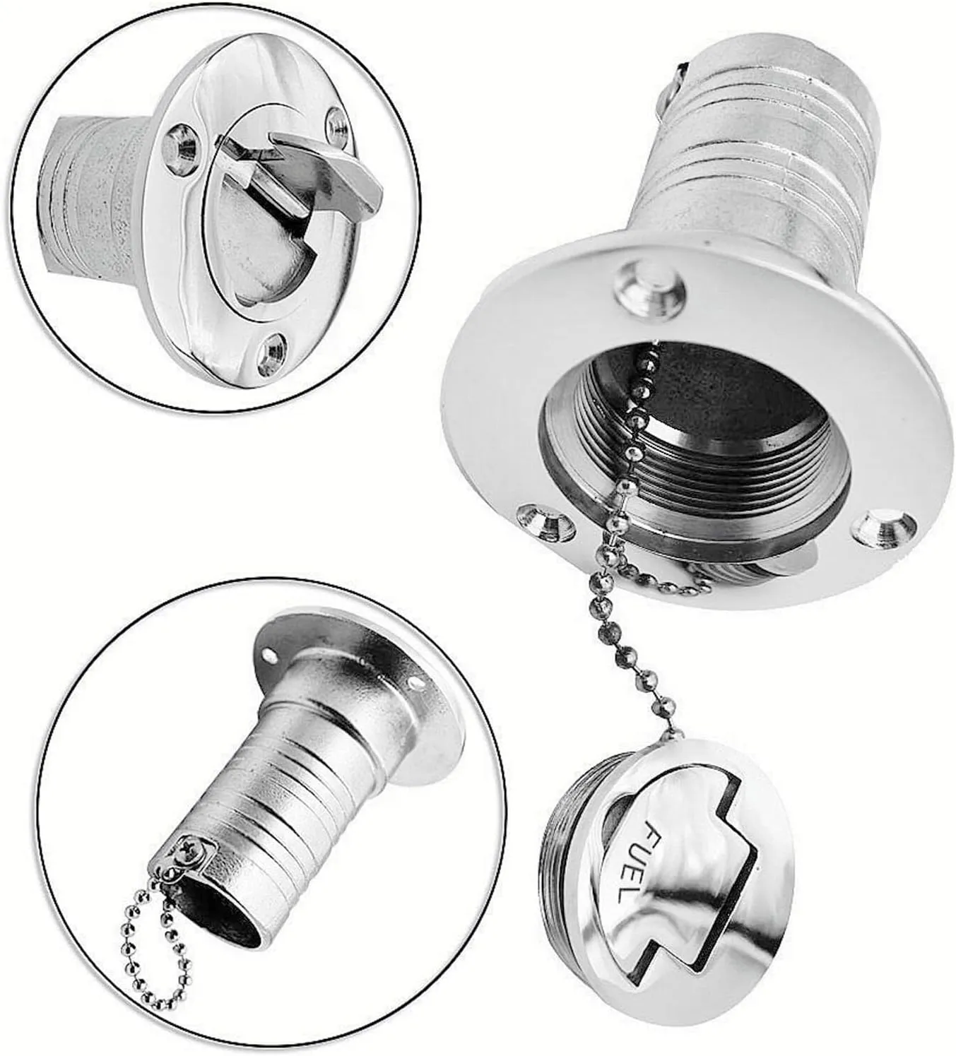 1.5" 38mm Marine Stainless steel 316 Deck Filler Fill Keyless Cap boat Hardware Accessories Socket yacht (Option: Gas, 1.5" /38mm)