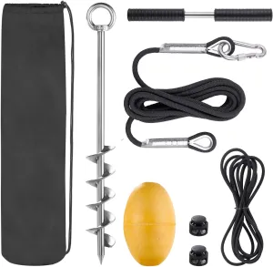 17" Sand Anchor Kit for Boat Shallow Water Anchor, 304 Stainless Steel Screw in Boat Anchor for Beach, Sandbar,Jet Ski Anchor, Kayak Anchor