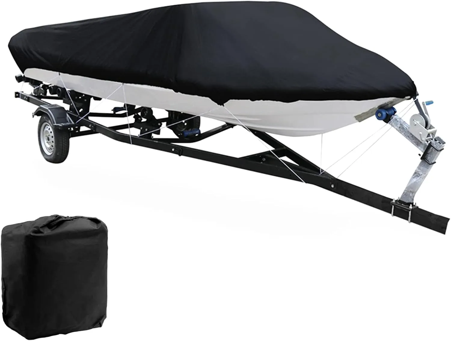 190T V-Hull Yacht Cover Outdoor Waterproof Boat Cover Anti-UV Trailerable Anti-Smashing Tear Proof All Weather Protection 14-22FT,17-19ft