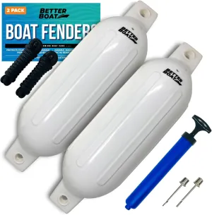 2 Pack Boat Fenders, 23" x 6.5", Inflatable Dock Bumpers with Pump, Marine Buoys for Docking, Pontoons, Boat Accessories