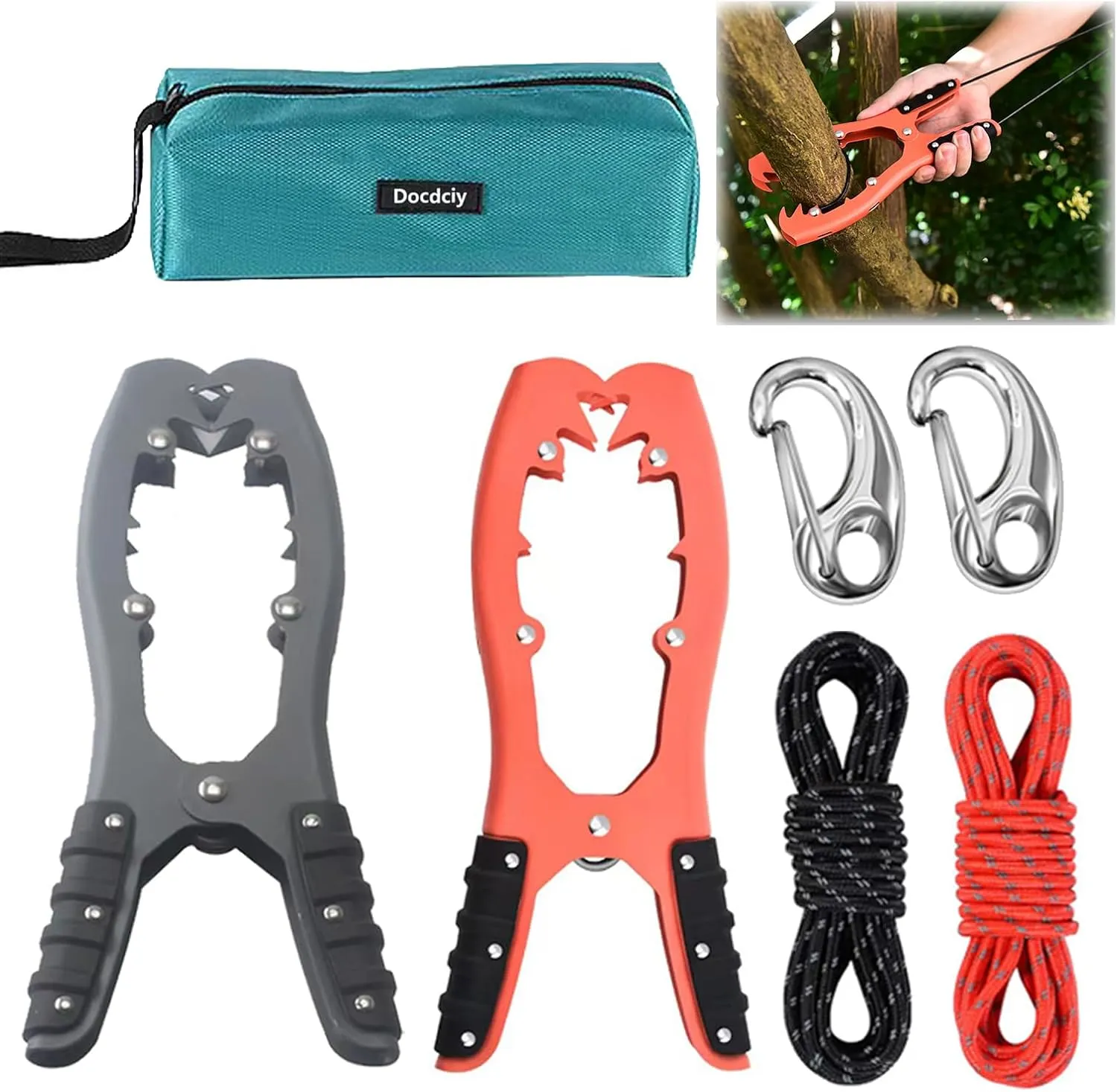 2-Piece Kayak Anchor Grip with 16.4ft Paracord & Snap Hook, Anchor Clamp for Boat & Kayak, Fishing Accessories with Durable Waterproof Carryin