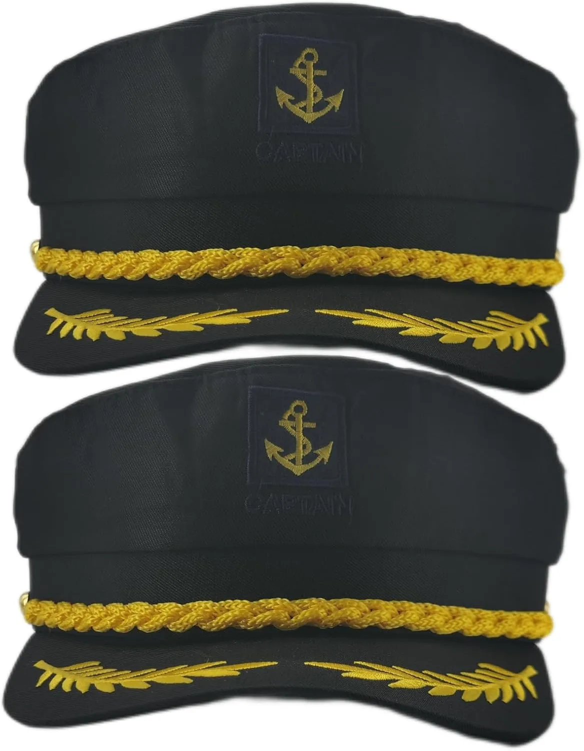 2 Pieces Captain Hats Adjustable Admiral Hat for Men Women,Pink Flower Sailor hat for Halloween Costume Accessory (Black)