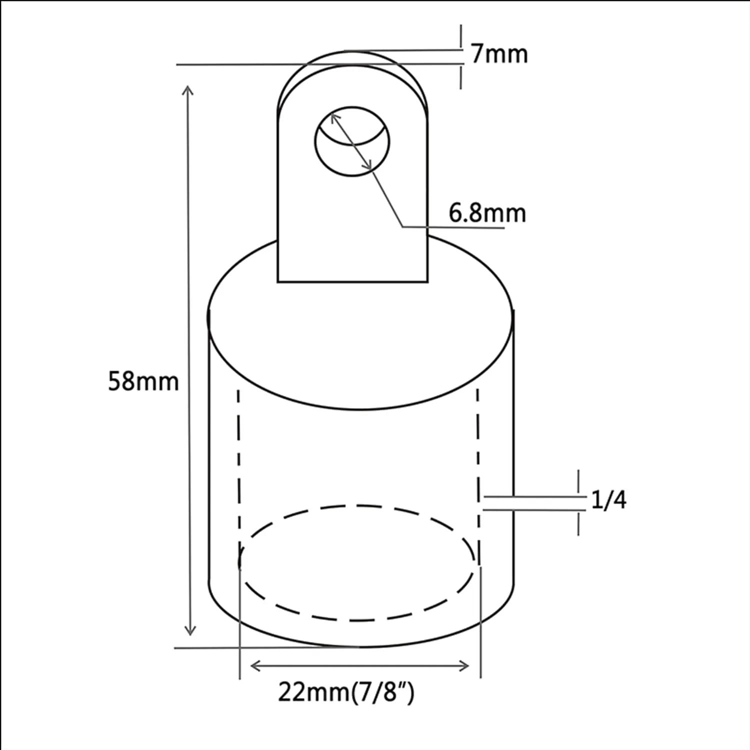 2Pcs Boat Bimini Top Fitting Deck Hinge Slide Cap Pipe Eye End Cap External Eye End Canopy Tube Boat Accessories (7/8" 22mm)