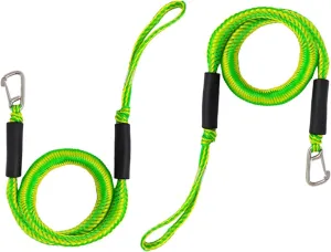 2PCS Zoopz Bungee Dock Line for Boat, 4FT Mooring Rope with Hook for Boats, Stretchable Dock Rope Accessories -Pontoon，Jet Ski,Kayak Accessories with 316 Stainless Steel Clip (Green)