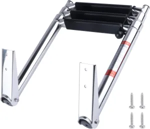 3 Step Boat Ladder, 304 Stainless Steel Telescoping Folding Pontoon Boat Ladder Dock Swim Ladder for Marine Boat Yacht