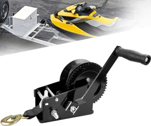 3500lbs Boat Trailer Winch,Heavy Duty Hand Winch with 32 FT Strap,Dual Directional Ratchet and Dual Speed Switchable Hand Cranked Winch,Fit for Ship Trailers, RVs, Trucks