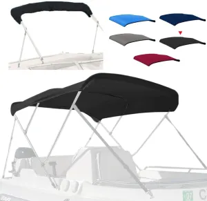 4 Bow Marine Grade Fade and Crack Resistant Bimini Top Replacement Cover, Heavy-Duty Waterproof and UV-proof Sun Shade Boat Canopy, Easy Install Zipper Sleeve Boat Awning/Without Frame,Black