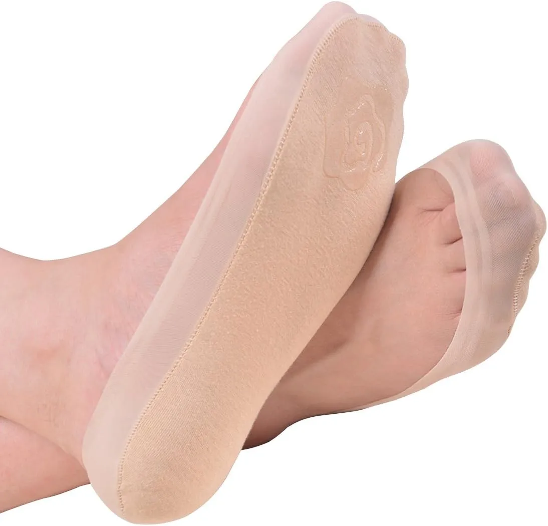 4 Pairs No Show Liner Socks Women's Low Cut Cotton Nylon Boat Invisible Hidden Socks Non-Slip for Flats