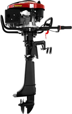 4 Stroke 196CC Outboard Boat Motor 7 HP Engine Fishing Boat Engine with Air-cooling System & TCI Ignition System Heavy Duty Gas Power Boat Engine for Fishing Boats, Sailboats, Yachts