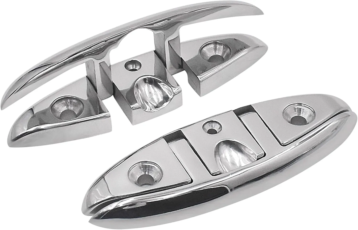 5" Premium Stainless Steel Folding Boat Cleats 5 inch - Flip-up Dock Cleat for Boat and Deck - Marine Grade 316 Stainless Steel with Fasteners - (1,2,4 Pack)