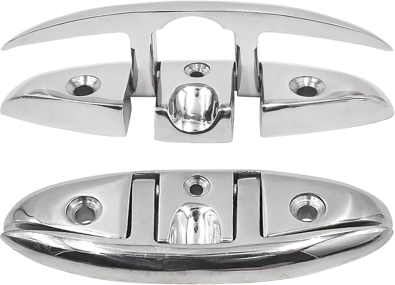 5" Premium Stainless Steel Folding Boat Cleats 5 inch - Flip-up Dock Cleat for Boat and Deck - Marine Grade 316 Stainless Steel with Fasteners - (1,2,4 Pack)