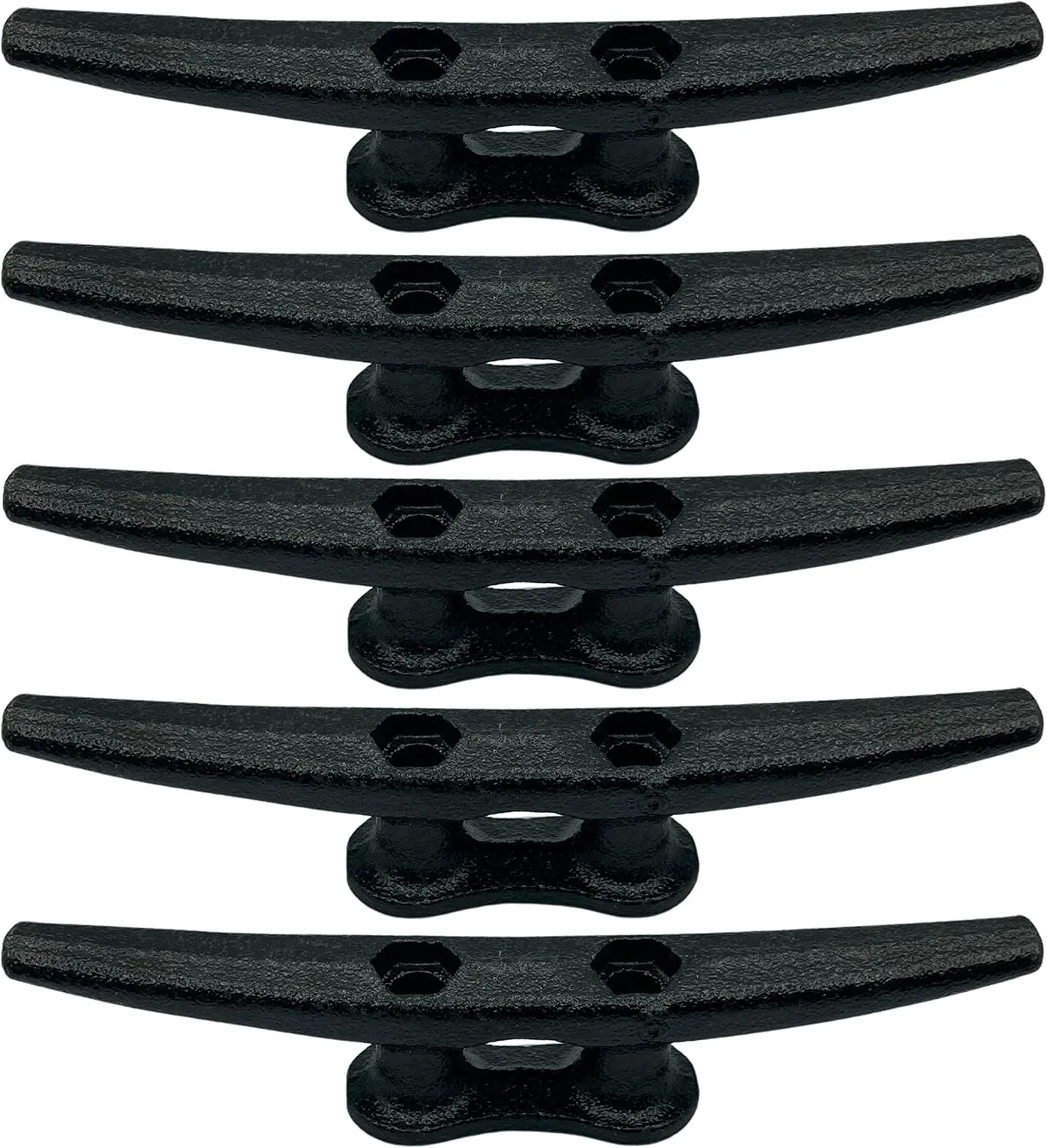 6 inch Black Boat Cleats, 5-Pack Electrophoretic Coated Black Cast Iron Dock Cleat for Marine or Decorative Applications