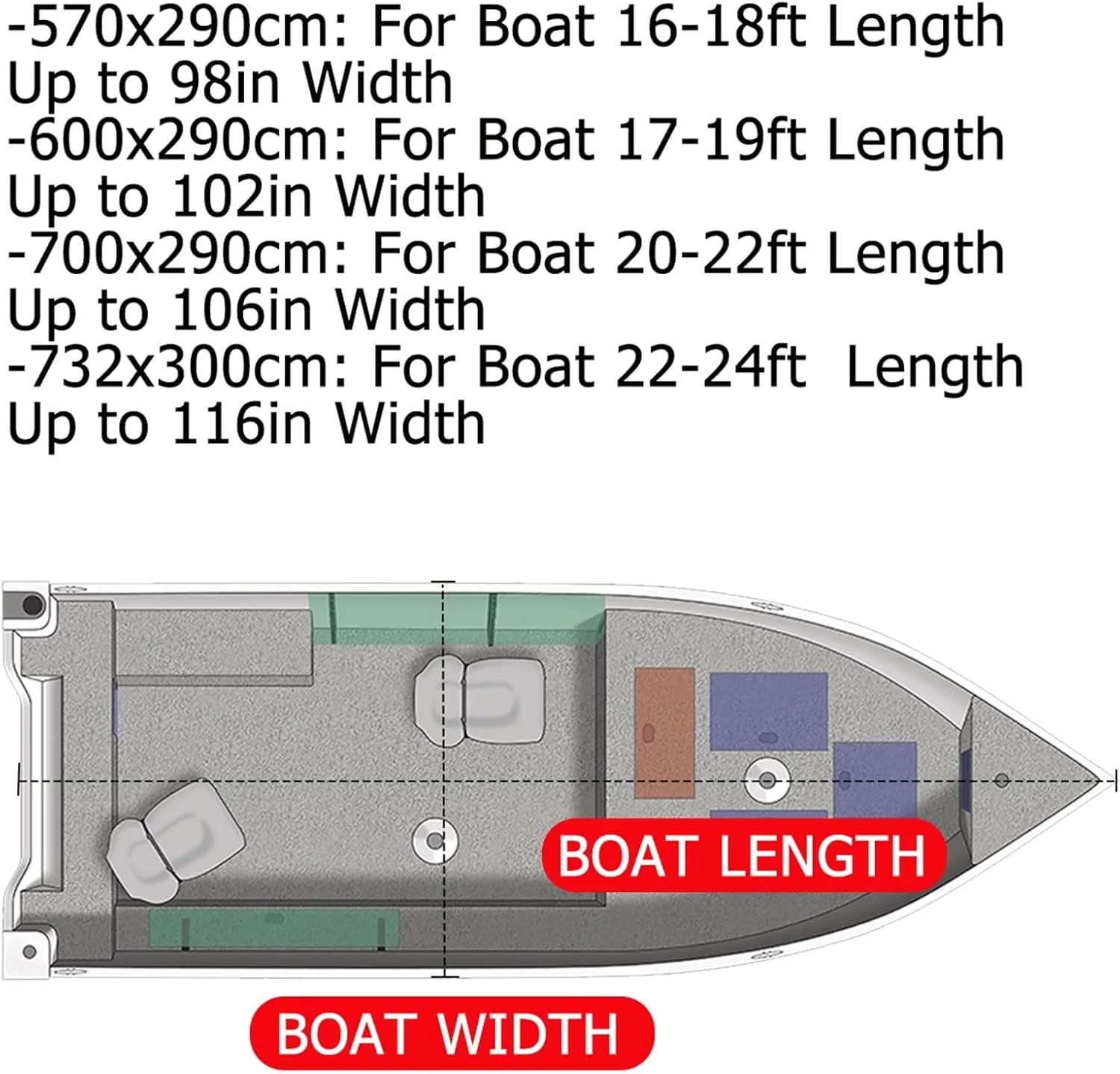 600D Heavy Duty Boat Cover Center Console T-Top Roof Boat Cover Waterproof Anti UV Anti-Smashing Tear Proof Durable Yacht Cover(16-18FT)