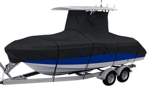 600D Heavy Duty Boat Cover Center Console T-Top Roof Boat Cover Waterproof Anti UV Anti-Smashing Tear Proof Durable Yacht Cover(16-18FT)