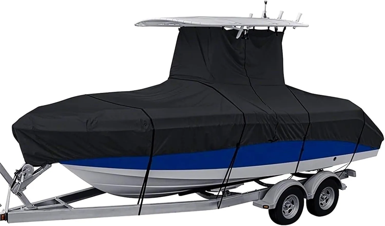 600D Heavy Duty Boat Cover Center Console T-Top Roof Boat Cover Waterproof Anti UV Anti-Smashing Tear Proof Durable Yacht Cover(16-18FT)
