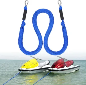 7-14FT Bungee Anchor Line - Elastic Anchor Bungee Dock Line for PWC, Absorbs Shock to Anchors and Docks, with Stainless Steel Hook- Fit for Seadoo Kawasaki Jet Ski Yamaha PWC Accessories Beach Sandbar