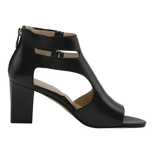 ADRIENNE VITTADINI Womens Rea Leather Dress Sandals Black 8.5 Medium (B,M)