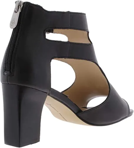 ADRIENNE VITTADINI Womens Rea Leather Dress Sandals Black 8.5 Medium (B,M)