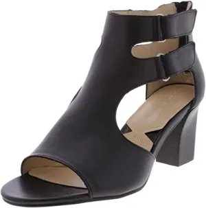 ADRIENNE VITTADINI Womens Rea Leather Dress Sandals Black 8.5 Medium (B,M)