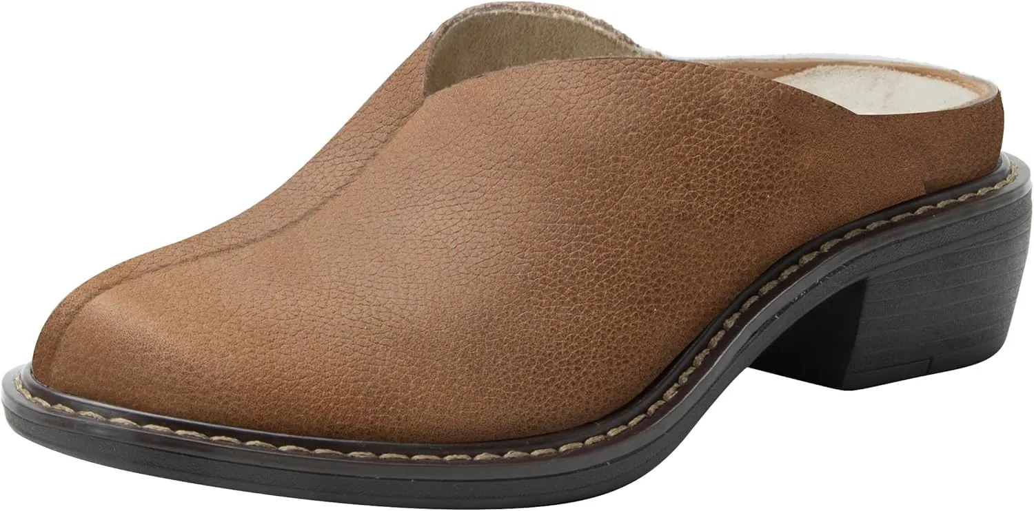 Alegria Women Michy Mule Western Open Back Leather Clog Heel