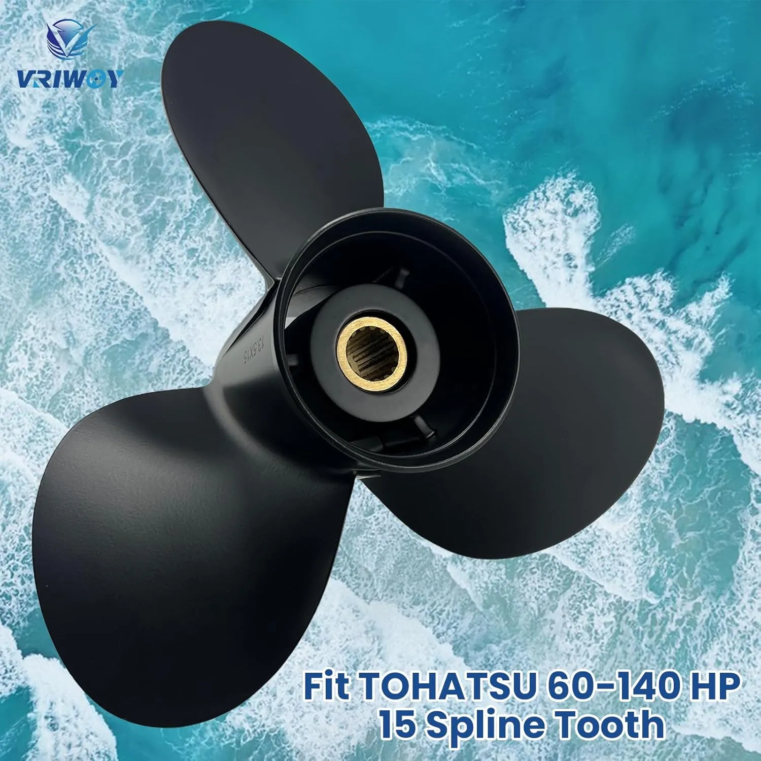 Aluminum 13.5x15 13.25x17 Boat Propeller for TOHATSU Outboard Engines | 60-140HP | 15 Spline, RH Rotation | Durable 3-Blade Design