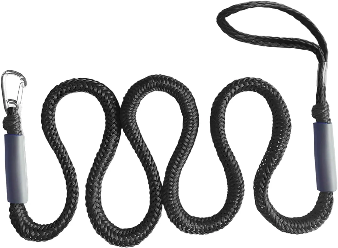 Anchor Boat Bungee Dock Lines for Jet Ski, 7ft (Stretches to 10 ft) Boat Anchor Ropes (Black, 1 Pack)