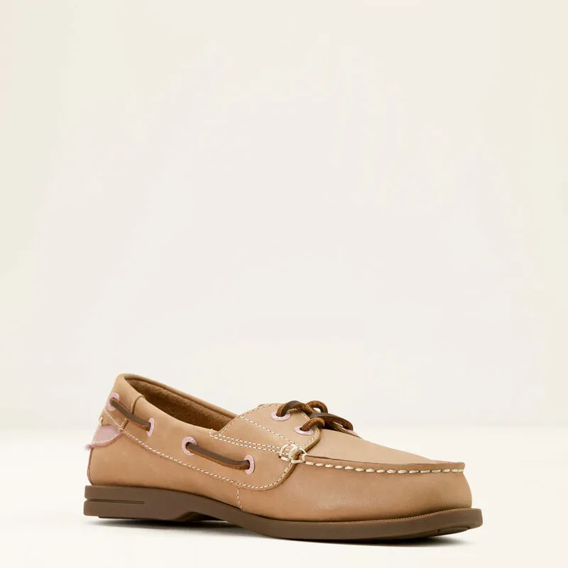Ariat Womens Antigua Boat Shoe in Natural Tan