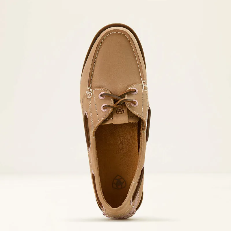 Ariat Womens Antigua Boat Shoe in Natural Tan