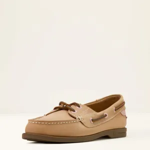 Ariat Womens Antigua Boat Shoe in Natural Tan