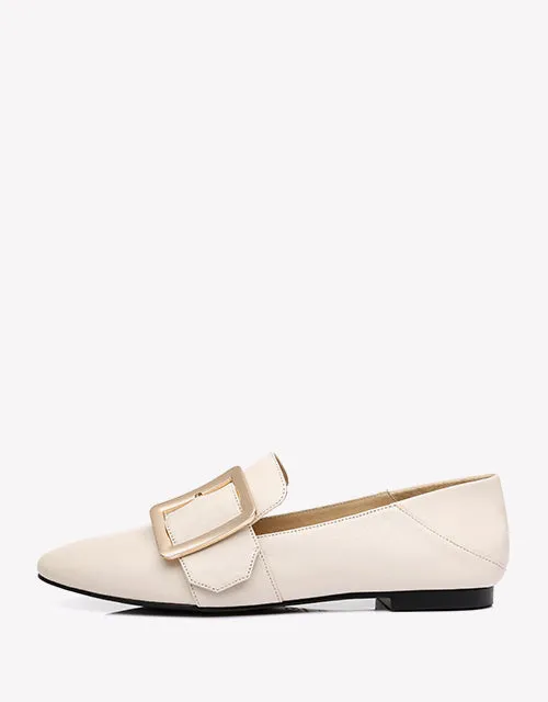 Australian Shepherd UGG Sally Square Buckle Loafers Opera Flats Almond Toe