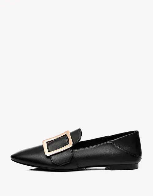 Australian Shepherd UGG Sally Square Buckle Loafers Opera Flats Almond Toe
