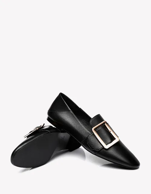 Australian Shepherd UGG Sally Square Buckle Loafers Opera Flats Almond Toe