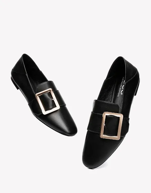 Australian Shepherd UGG Sally Square Buckle Loafers Opera Flats Almond Toe
