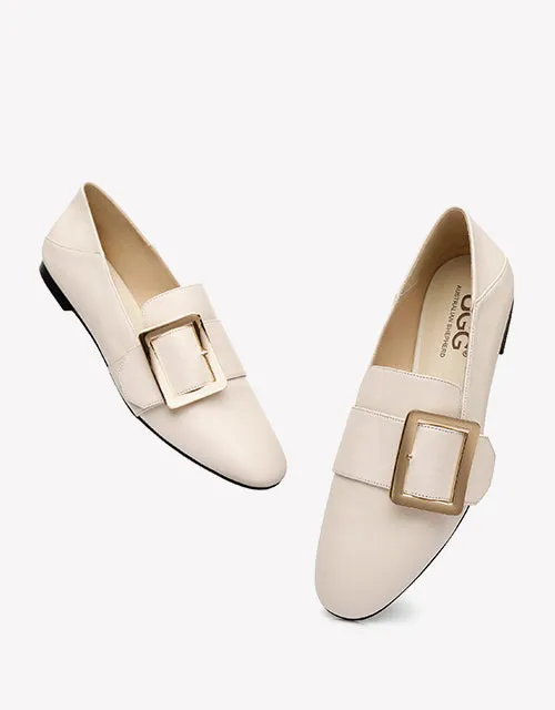 Australian Shepherd UGG Sally Square Buckle Loafers Opera Flats Almond Toe