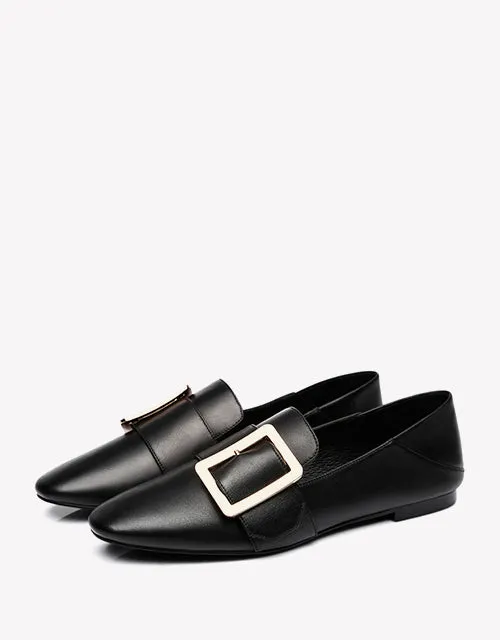Australian Shepherd UGG Sally Square Buckle Loafers Opera Flats Almond Toe
