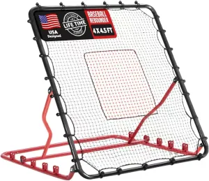 Baseball Rebounder Net, 5 Adjustable Angles 4x4.5FT Pitch Back Baseball Softball Volleyball Rebounder with 2 Strike Zones, UV Resistant, Pitchback Trainer for Ground, Line Drive & Fly Balls