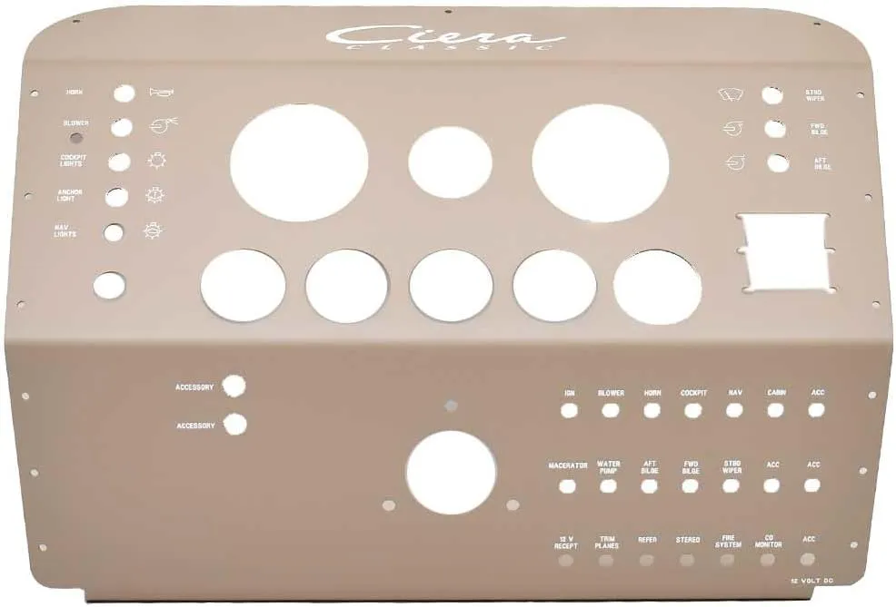 Bayliner Boat Gauge Dash Panel | Ciera Tan Aluminum 21 3/4 Inch