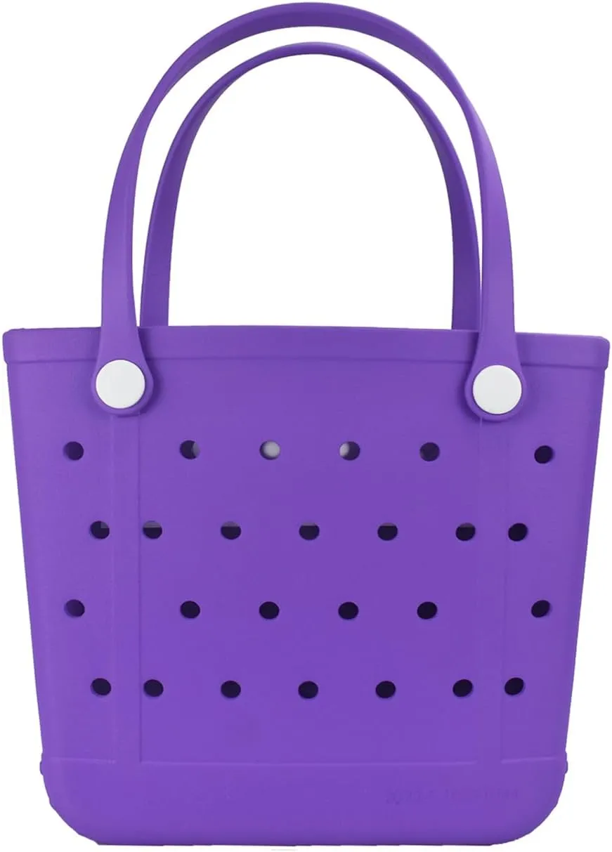 Beach Bag, Waterproof Beach Tote, Rubber Medium Tote Bag, Washable and Durable Open Handbag for Boat Pool Sports