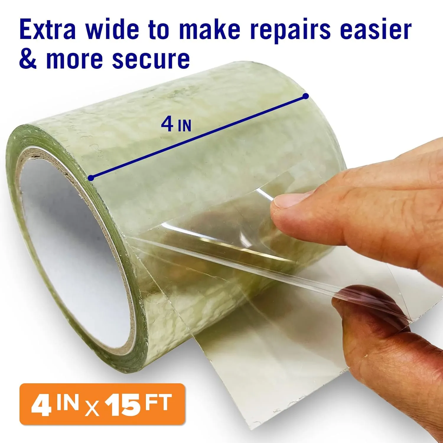 Better Boat Clear Waterproof Tape for Leaks, Heavy Duty Marine Grade Sealant, 15 ft x 4 in, for Pools, Gutters, Underwater Repair, Patching and Sealing