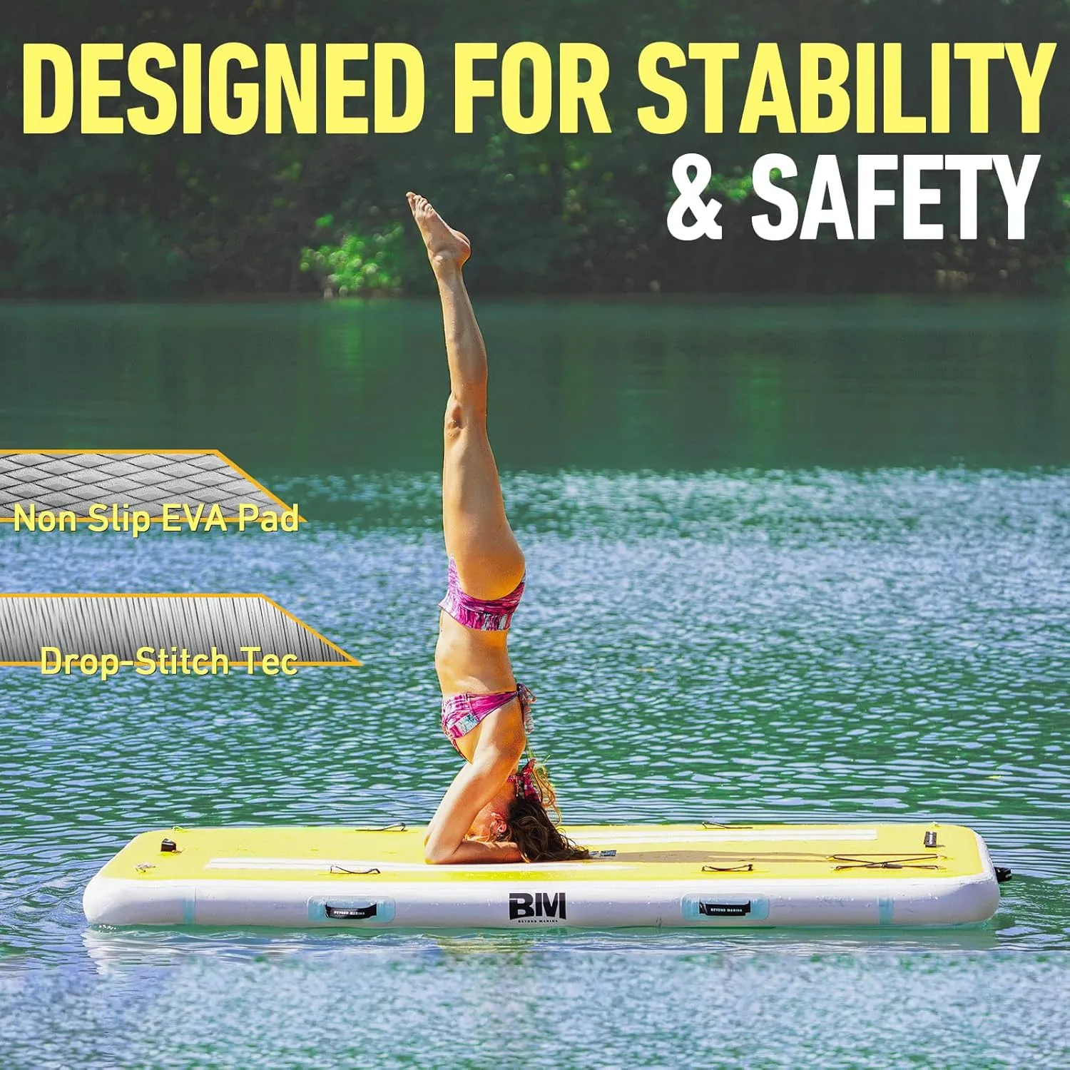 BEYOND MARINA Inflatable Floating Dock, Water Float Platform, Floating Island Dock Pad for Lake, Pool, Ocean Water Play, Carry Bag, Repair kit, 8 x 5ft / 10 x 8ft
