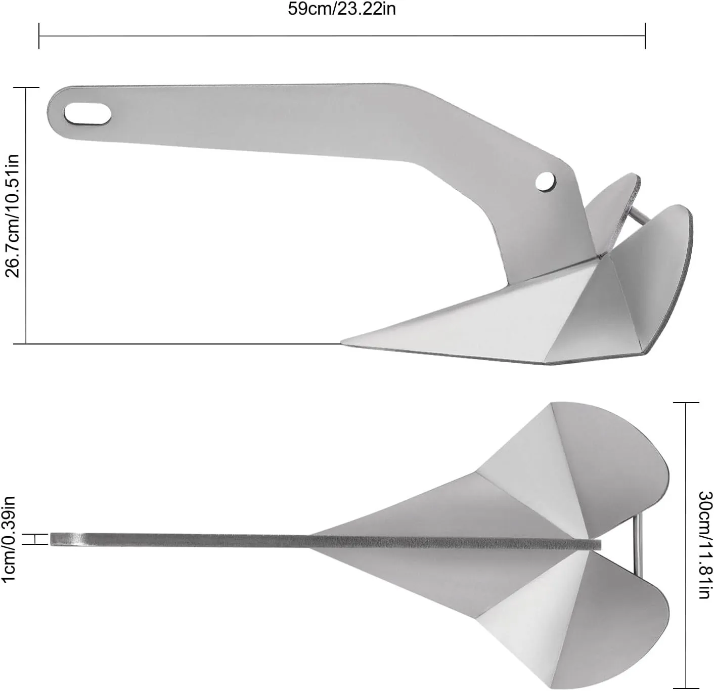 Boat Anchor 17lb/ 32lb 316 Stainless Steel Boat Anchor Winch Delta Anchor Boat Heavy Duty Triangular Anchors for Small Boat (Mud Sand Rock and Coral Conditions)