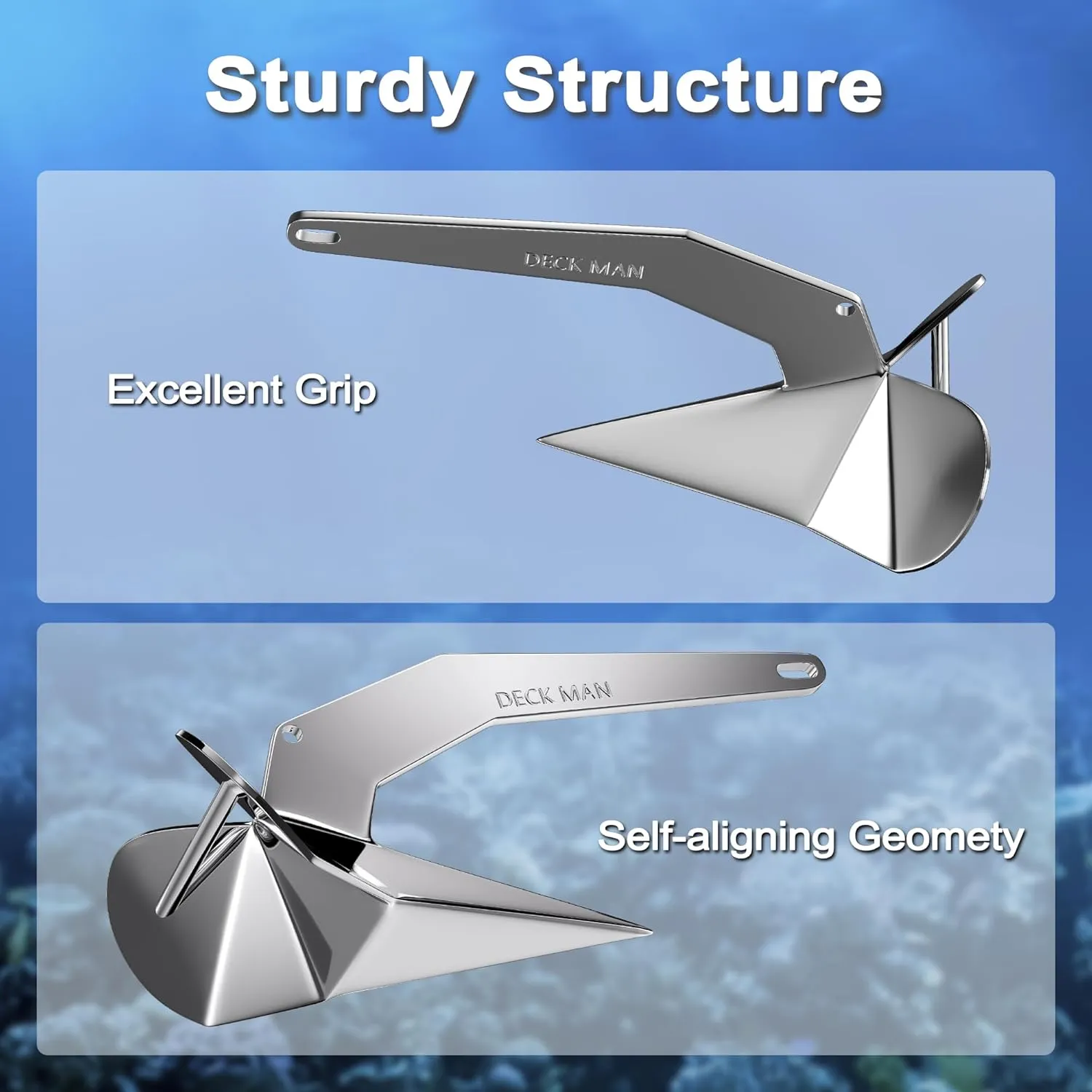 Boat Anchor 316 Stainless Steel (Marine Grade) Delta-Style Anchor Heavy Duty Triangular Anchor Wing Style Triangle Anchor
