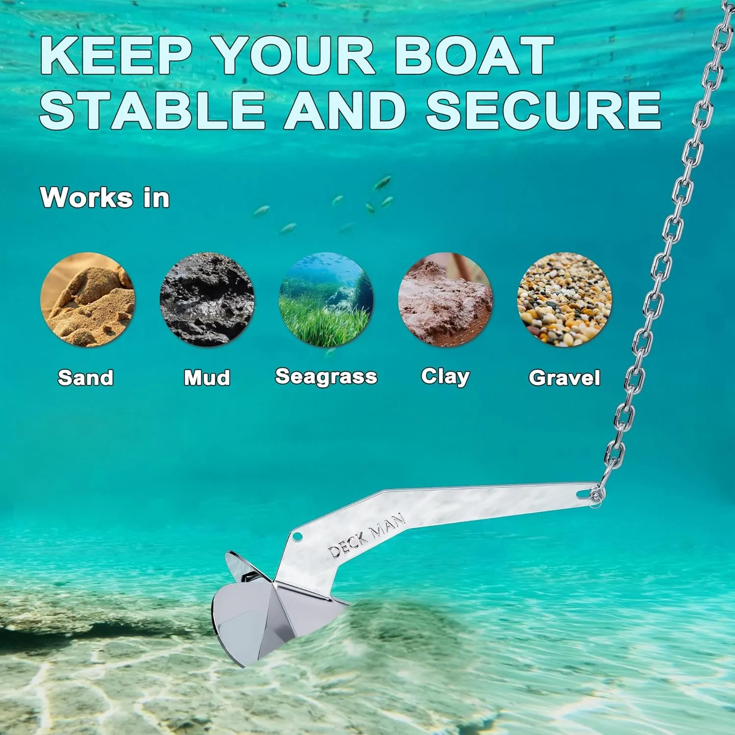 Boat Anchor 316 Stainless Steel (Marine Grade) Delta-Style Anchor Heavy Duty Triangular Anchor Wing Style Triangle Anchor