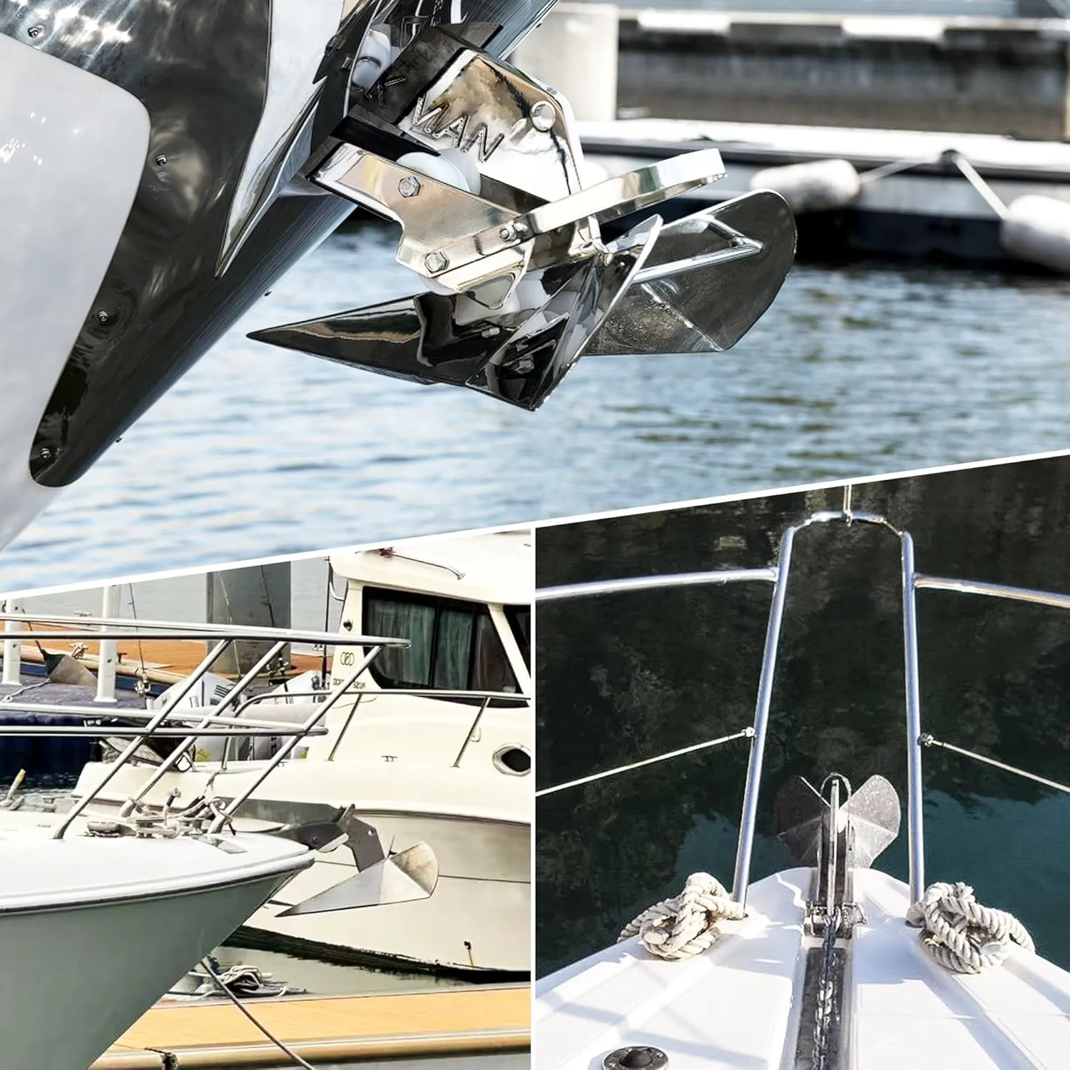 Boat Anchor 316 Stainless Steel (Marine Grade) Delta-Style Anchor Heavy Duty Triangular Anchor Wing Style Triangle Anchor