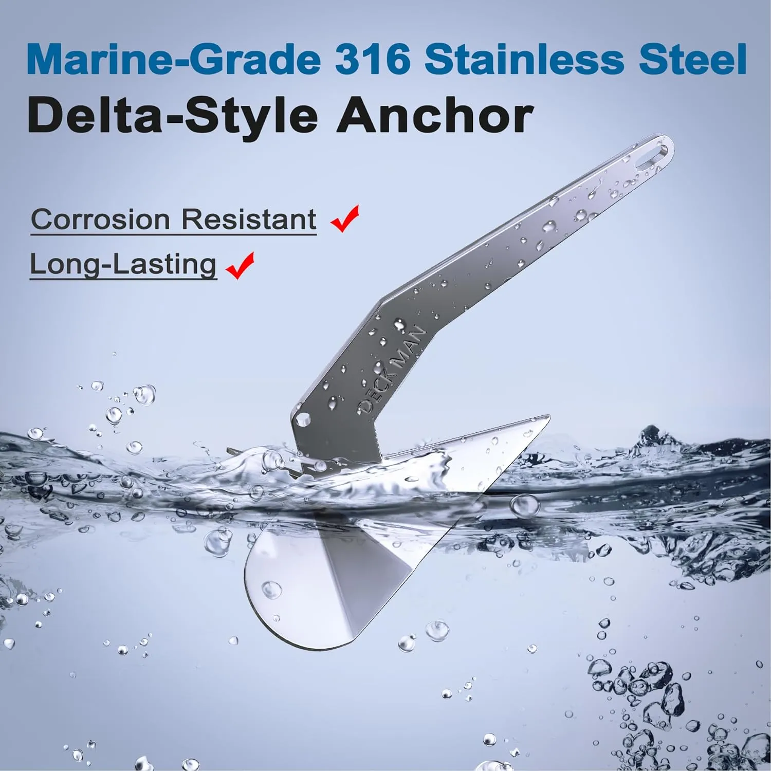 Boat Anchor 316 Stainless Steel (Marine Grade) Delta-Style Anchor Heavy Duty Triangular Anchor Wing Style Triangle Anchor