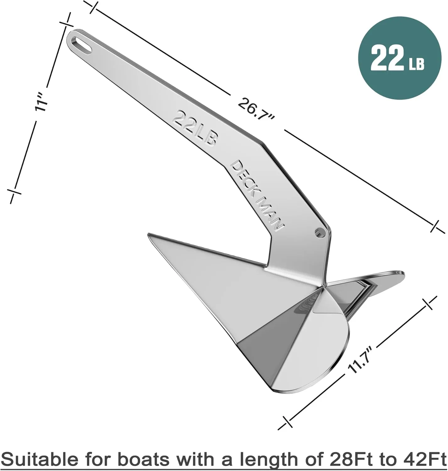 Boat Anchor 316 Stainless Steel (Marine Grade) Delta-Style Anchor Heavy Duty Triangular Anchor Wing Style Triangle Anchor