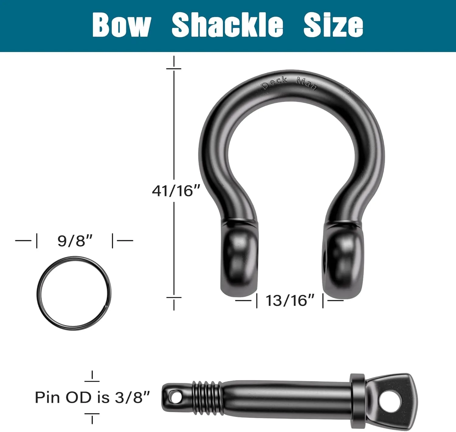 Boat Anchor Chain 316 Stainless Steel Marine Grade 5/16" Anchor Chain with 2 Pcs 3/8" Anti-Off Shackles, Black
