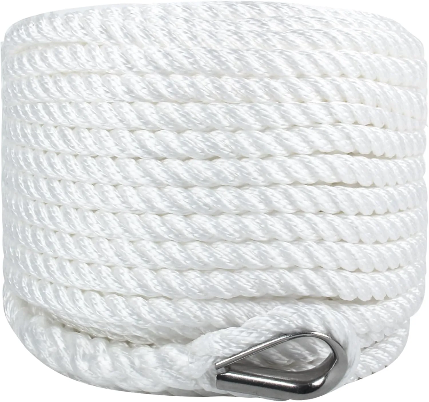 Boat Anchor Rope 1/2 Inch x 50 Feet 3 Strand Twisted Anchor Line Premium Braided Polypropylene Anchor Rope for Yacht, Sailboat, Boat, Docking, Mooring - White