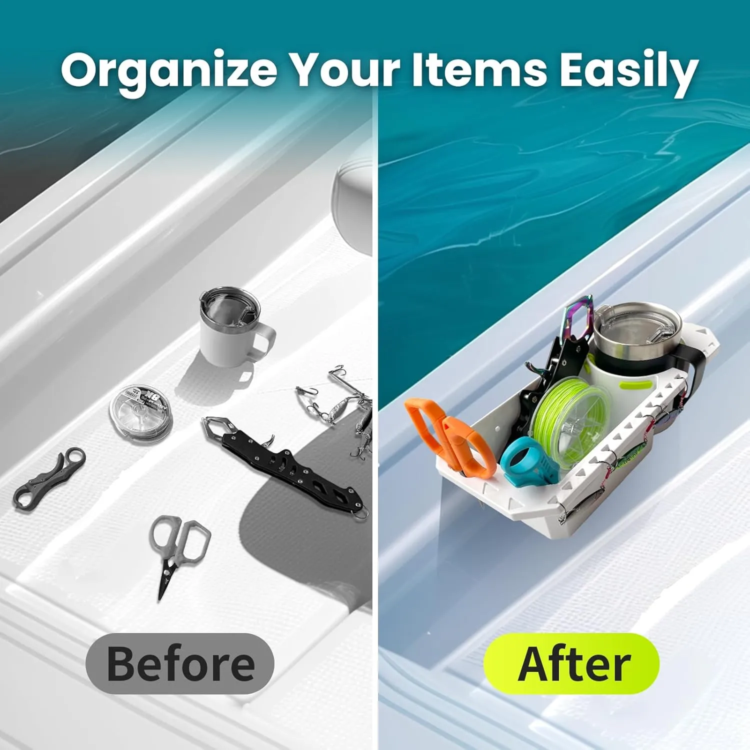 Boat Cup Holder with Rubber Tab, Universal Boat Storage Organizer - 2 Ways Installation: Drill or Adhesive