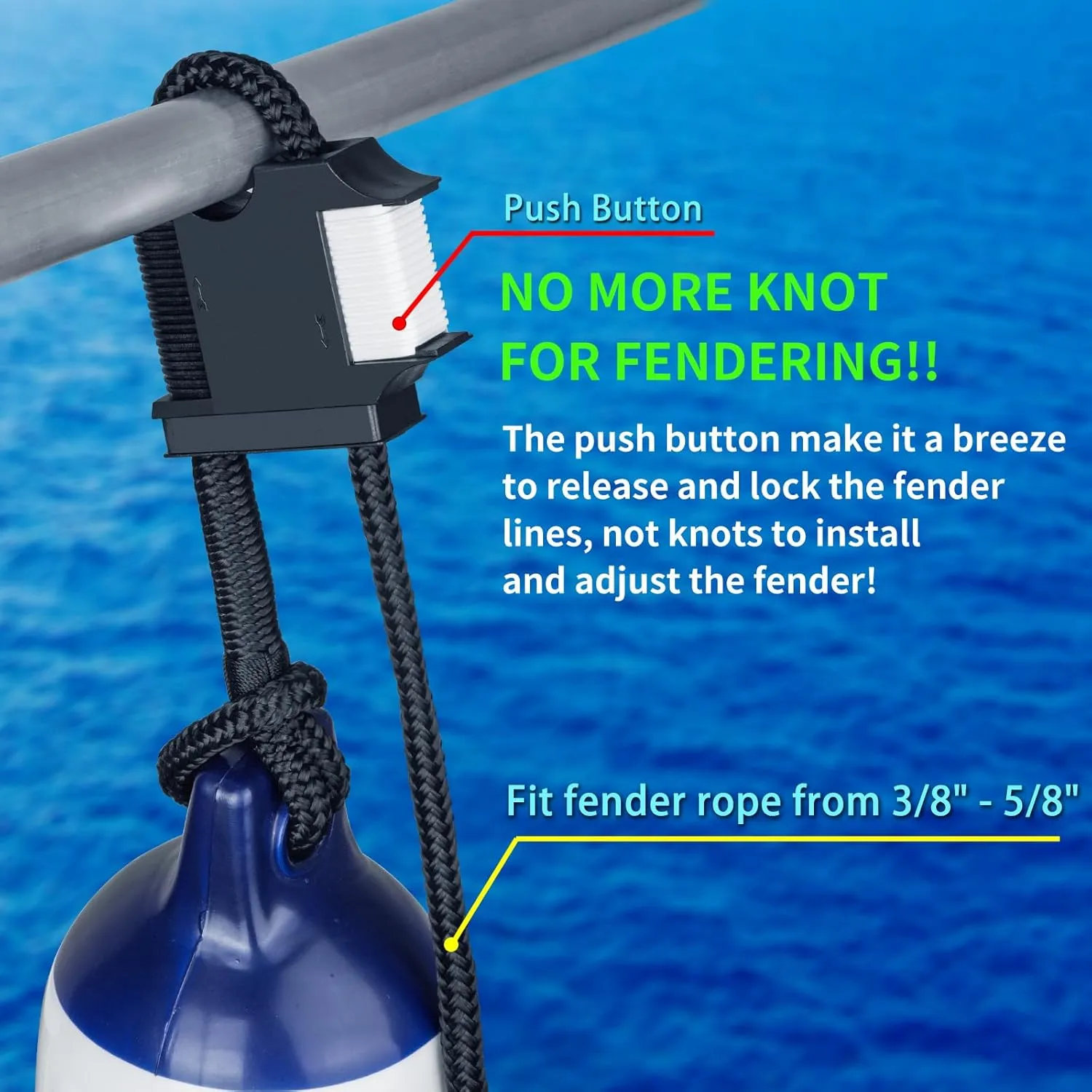 Boat Fender Hanger, Boat Rail and Cleat Fender Clips, Quick Connect and Release Fender Lines, Boat Bumper Adjuster